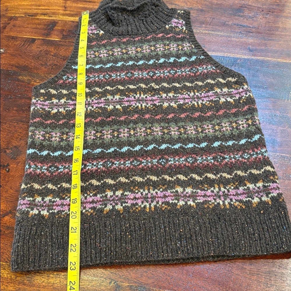 Vintage Ralph Lauren Blue Label Brown Fair Isle Hand Knit Sleeveless Sweater M - Picture 12 of 13